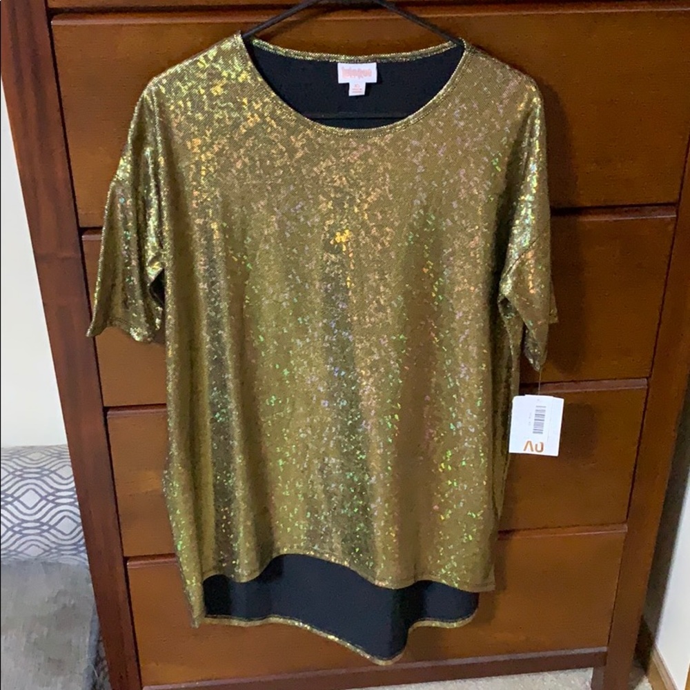 Lularoe ELEGANT Irma XS Gold Metallic NWT